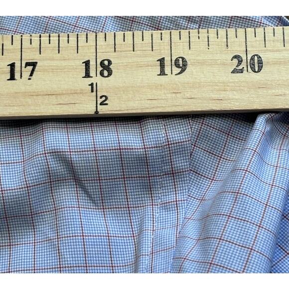 Thomas Pink Blue Check French Cuff 16.5 35 Made In England Point Collar 42/89cm - Picture 3 of 8